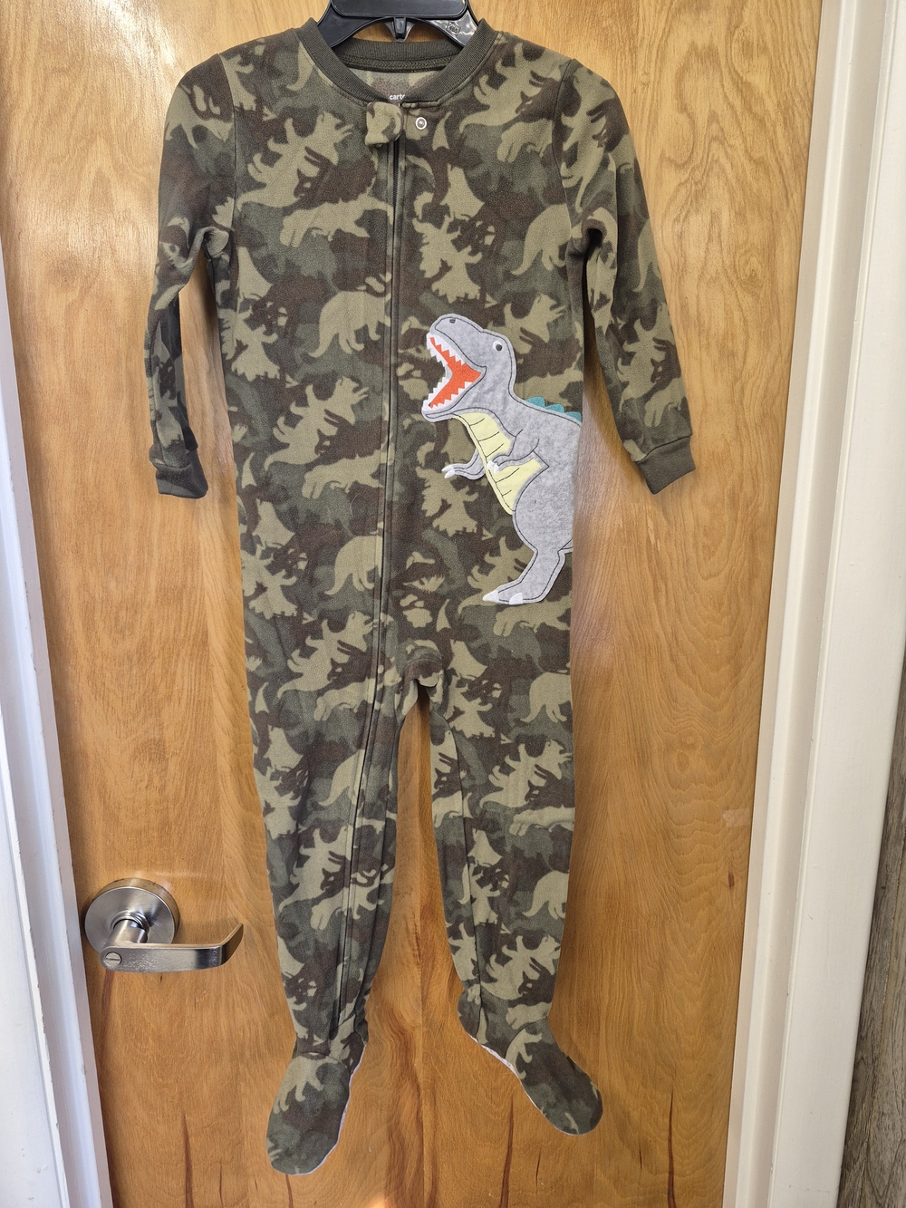 Camo Dino Zip-Front Kids One-Piece Pajamas